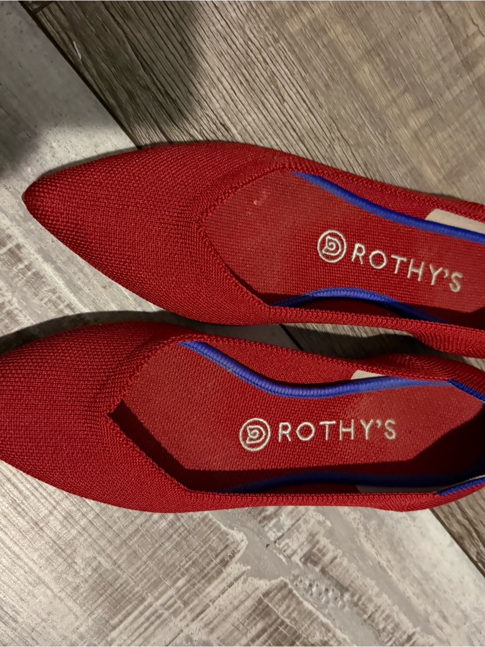 Rothy's Red Pointed Knit Slip-On Flats